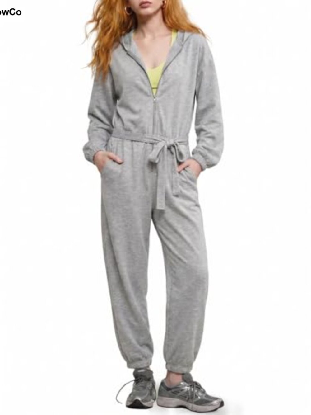 Women's Zip Up Hoodie Jumpsuit Jogger Sweatpants One Piece Long Sleeve Loose Fit